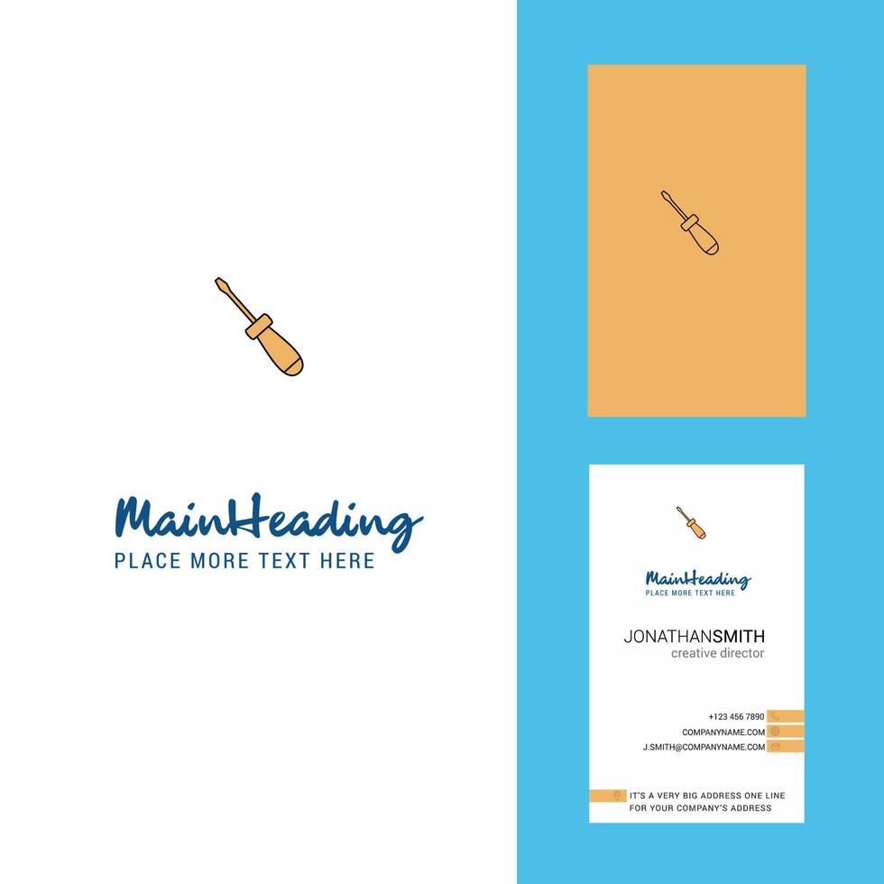 Screw driver Creative Logo and business card vertical Design Vector