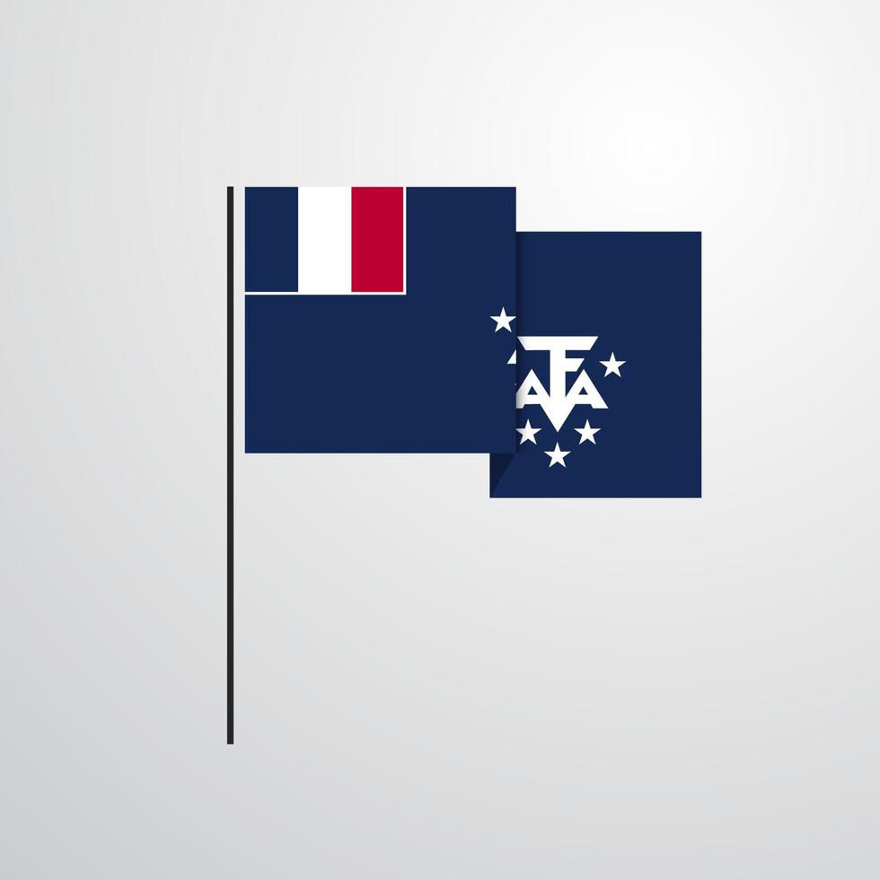 vector de diseño de bandera ondeante de tierras australes y antárticas francesas