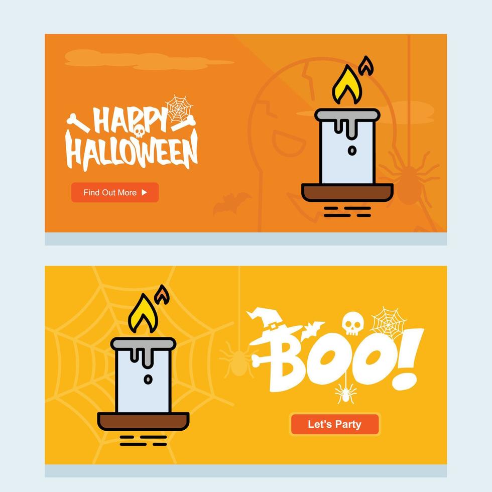 diseño de invitación de feliz halloween con vector de vela