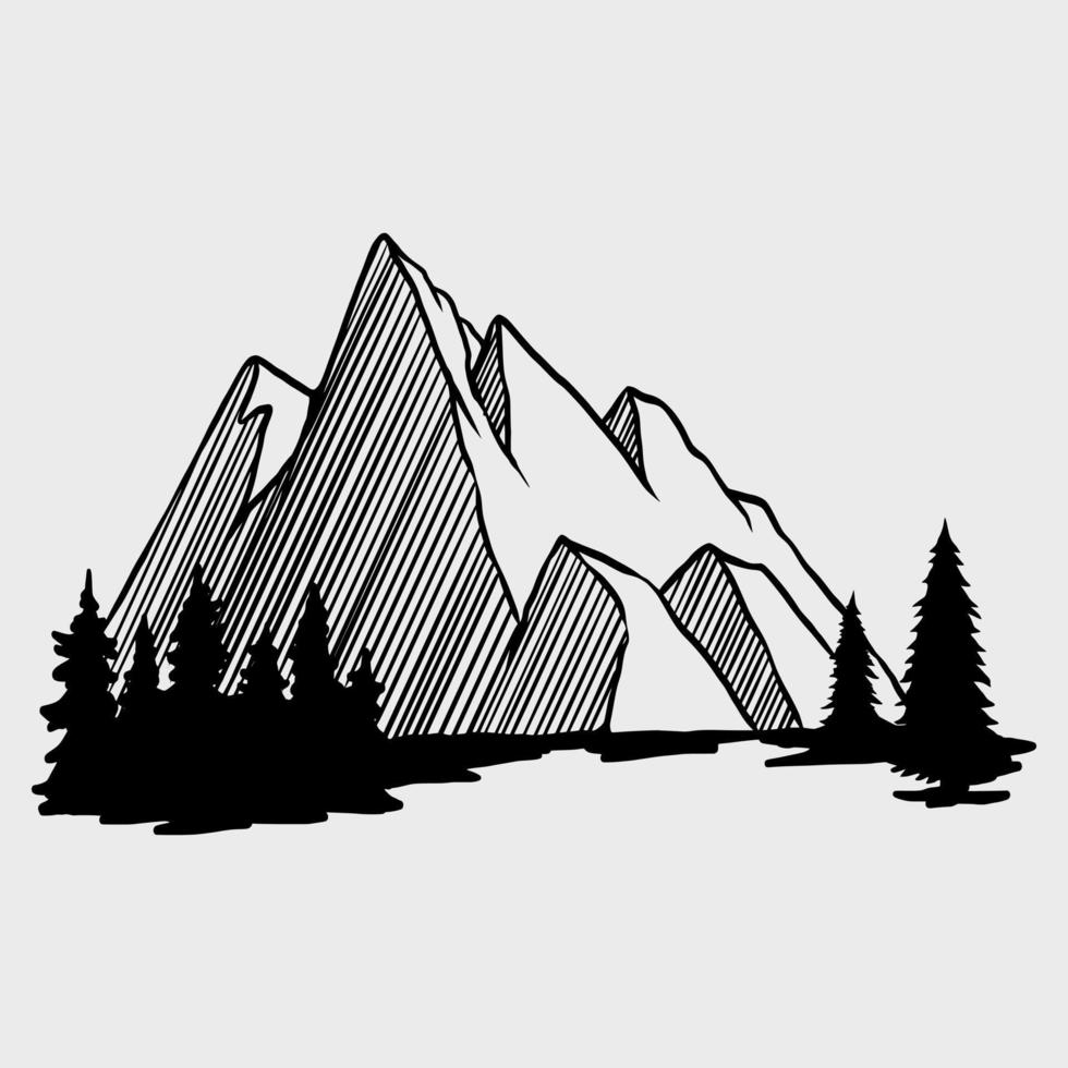 Mountain with tree vector illustration