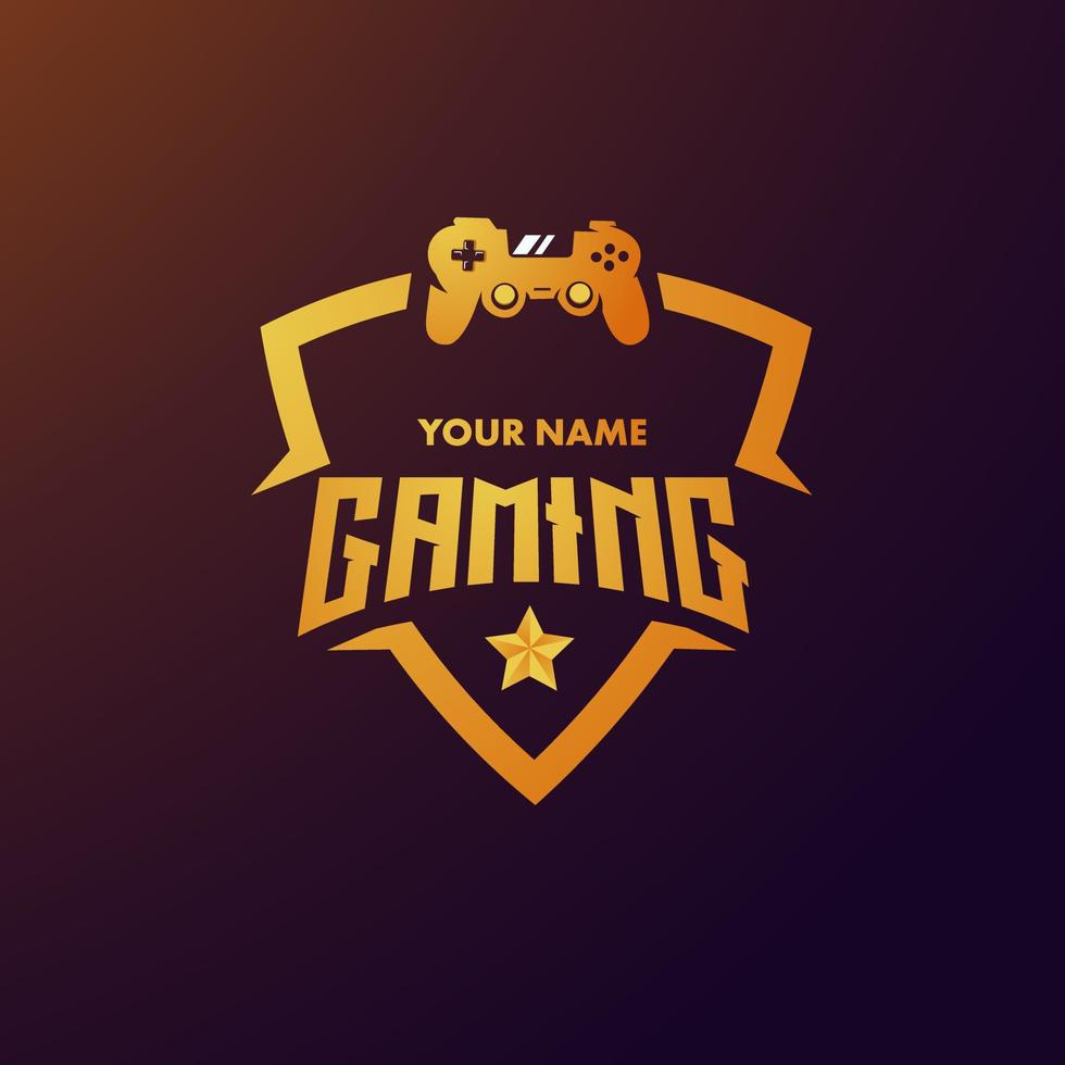 Golden badge logo template for gaming esport vector