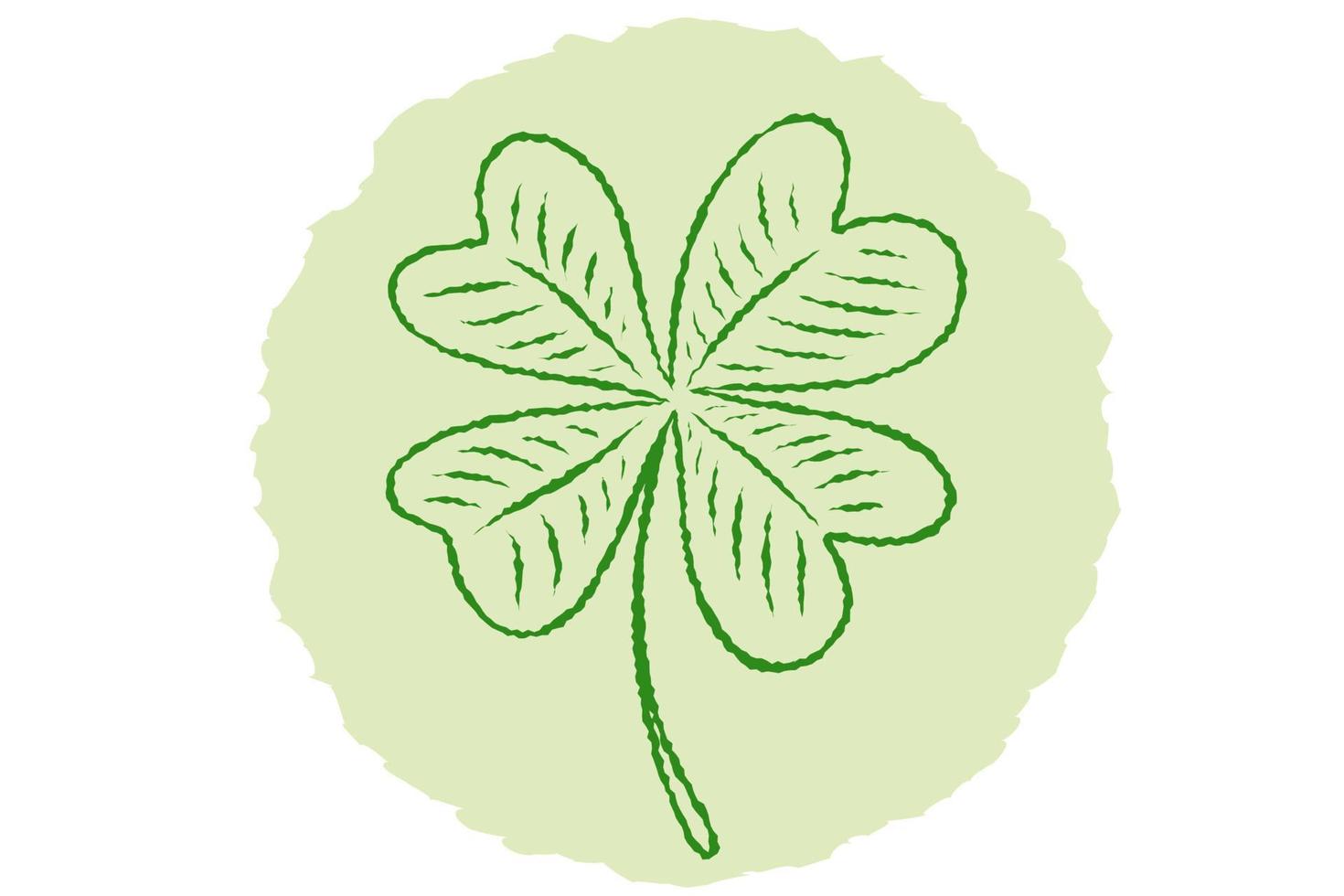 Vector illustration of lucky clover with four leaves in hand drawing style.