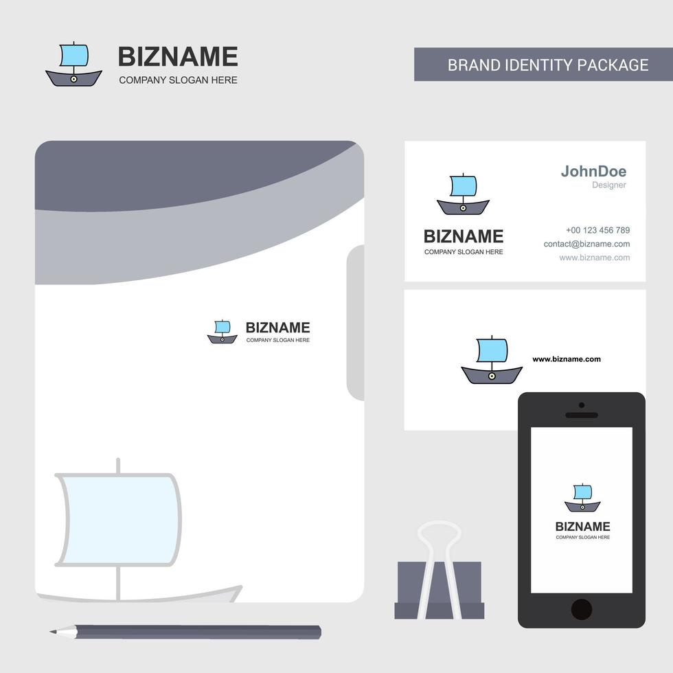 Boat Business Logo File Cover Visiting Card and Mobile App Design Vector Illustration