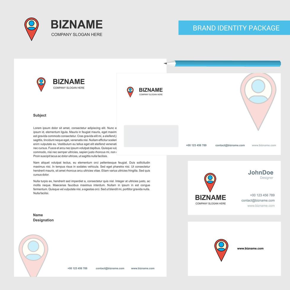 Map navigation Business Letterhead Envelope and visiting Card Design vector template