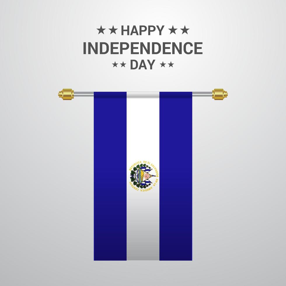El Salvador Independence day hanging flag background vector