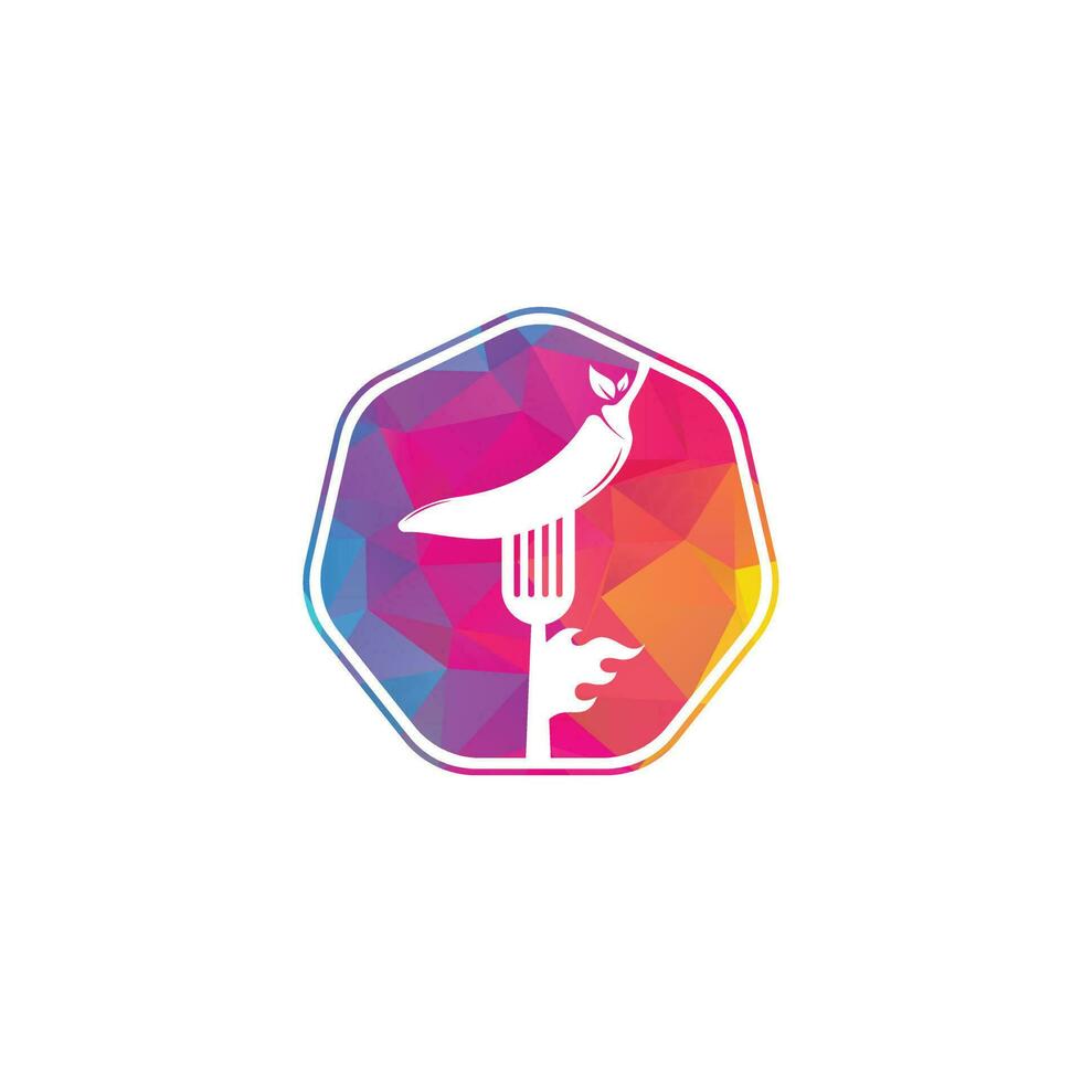 Hot Chili With Fork Logo Design. Chili and fork logo template suitable for spicy food, restaurant menu. vector
