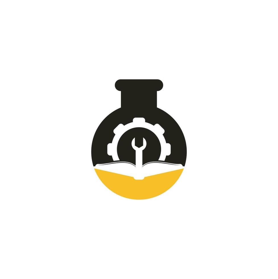 vector de diseño de plantilla de logotipo de concepto de forma de laboratorio de libro de reparación. diseño de logotipo de libro y llave inglesa