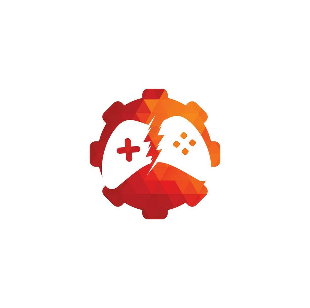 Game with Gear logo template vector. Joystick design Icon. GEAR GAME logo vector