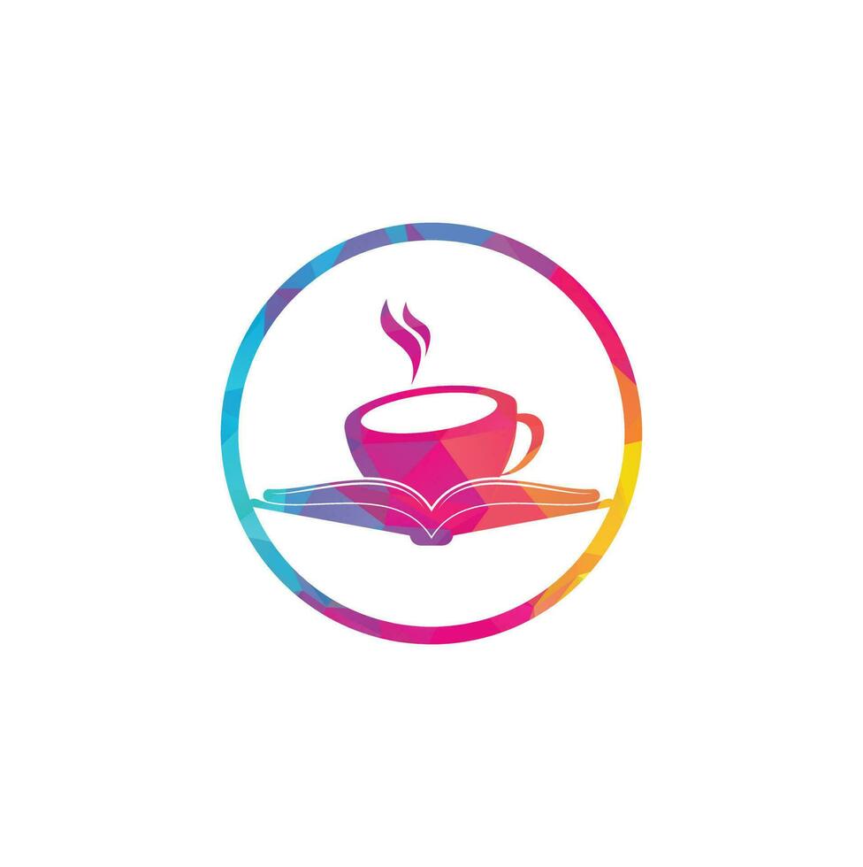 diseño del logotipo del vector del libro de café. logo icónico de la librería de té.