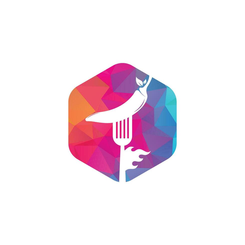 Hot Chili With Fork Logo Design. Chili and fork logo template suitable for spicy food, restaurant menu. vector
