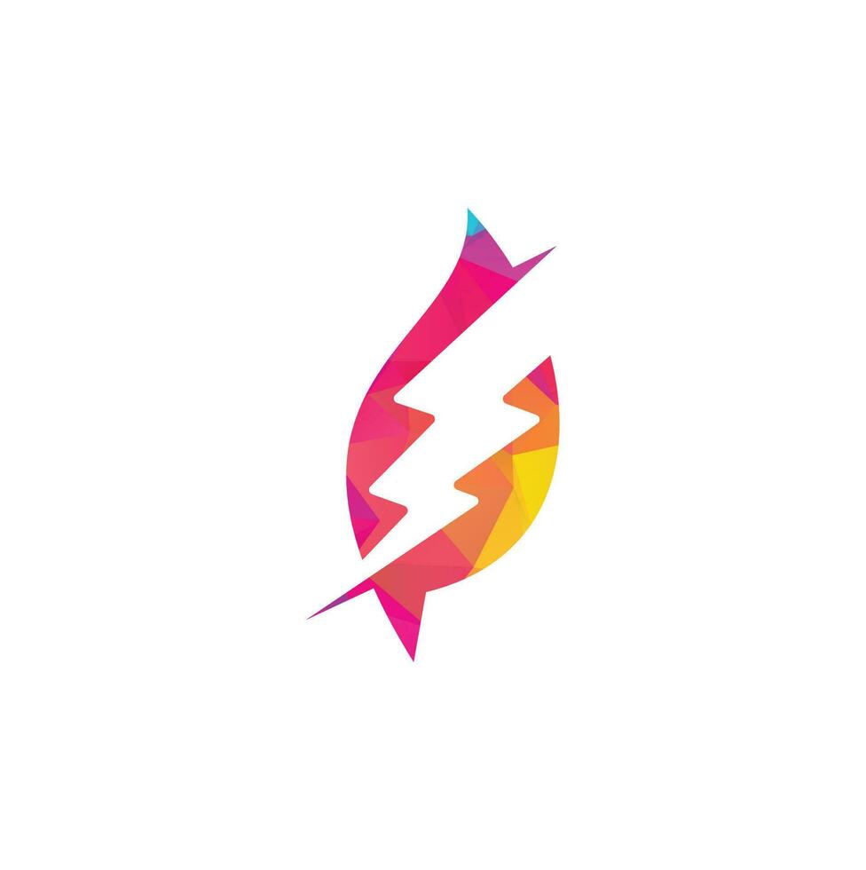 Thunder leaf logo design template. Green Power Energy Logo Design Element vector