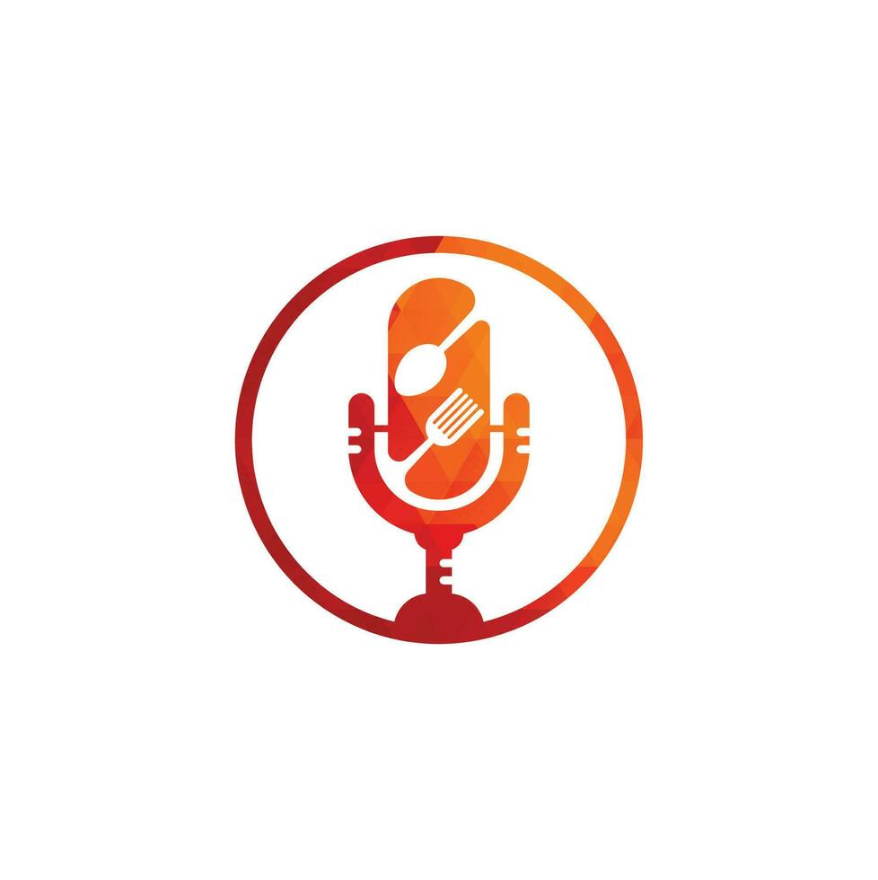 Podcast food logo icon designs vector. Food Podcast for sign, mascot or other. vector