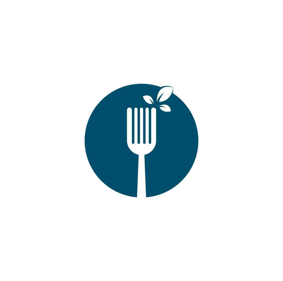 Healthy Food Logo design. Fork and leaf Logo icon. vector