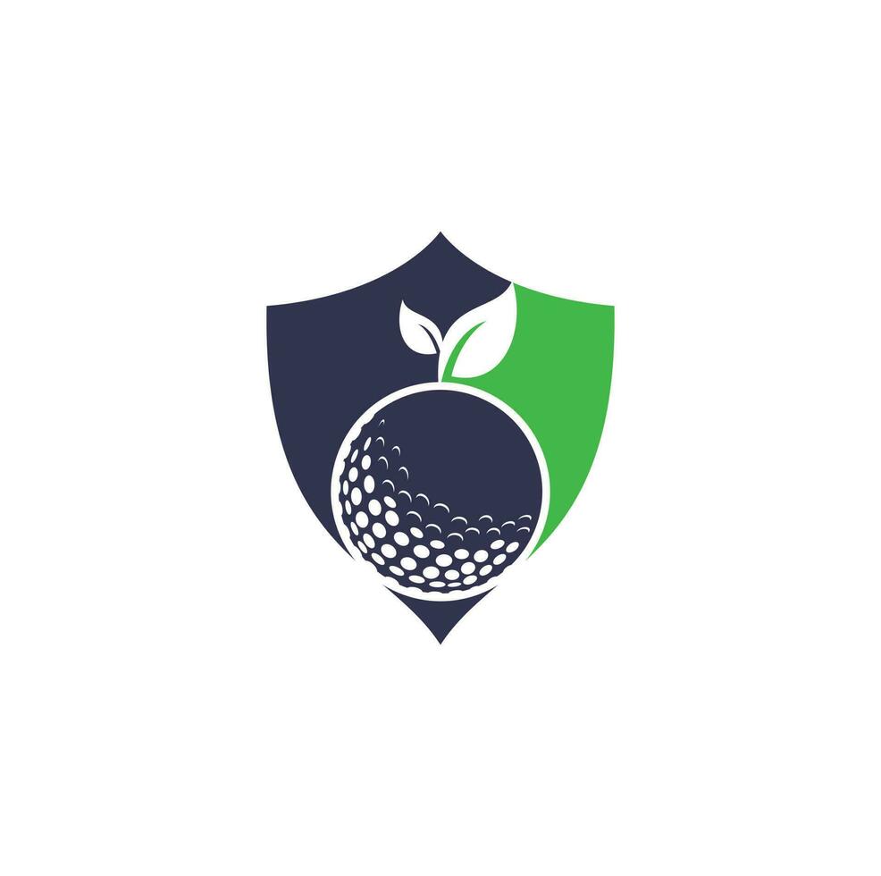 Golf leaves logo template. Golf ball and leaves, golf ball and sport logo vector