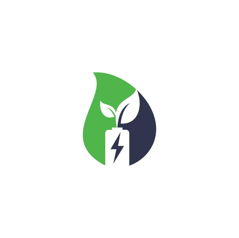 la batería deja el diseño del logotipo vectorial del concepto de forma de la casa. plantilla de logotipo de elemento de diseño de símbolo de energía natural de icono de batería y hoja vector