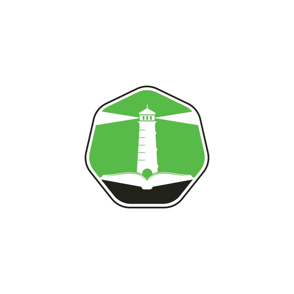 Book and Light House Logo design template. Book lighthouse icon vector