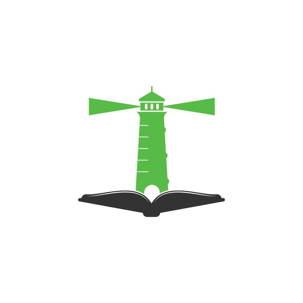 Book and Light House Logo design template. Book lighthouse icon vector