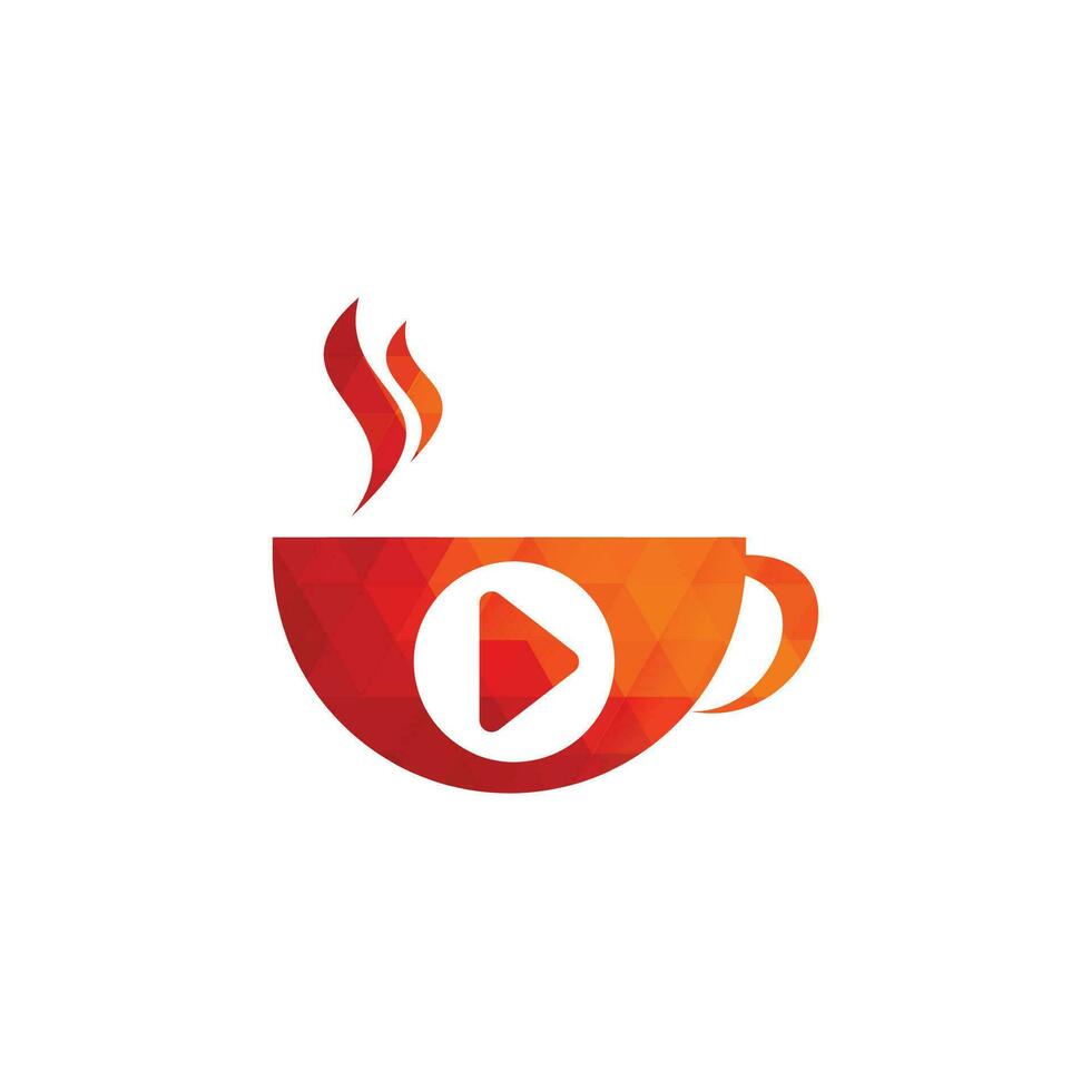 Coffee media logo design template. Coffee and play logo design. vector