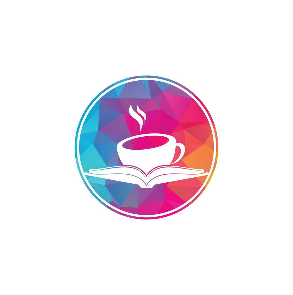 diseño del logotipo del vector del libro de café. logo icónico de la librería de té.