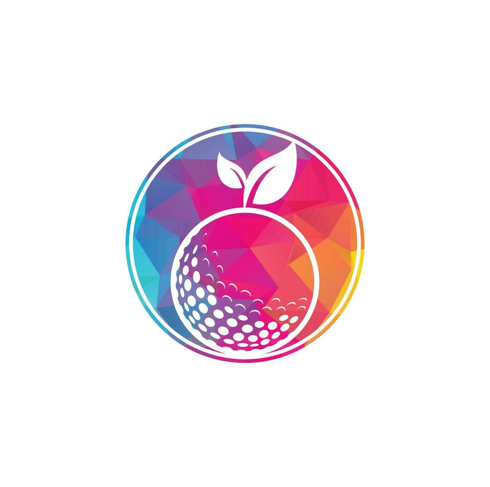 Golf leaves logo template. Golf ball and leaves, golf ball and sport logo vector