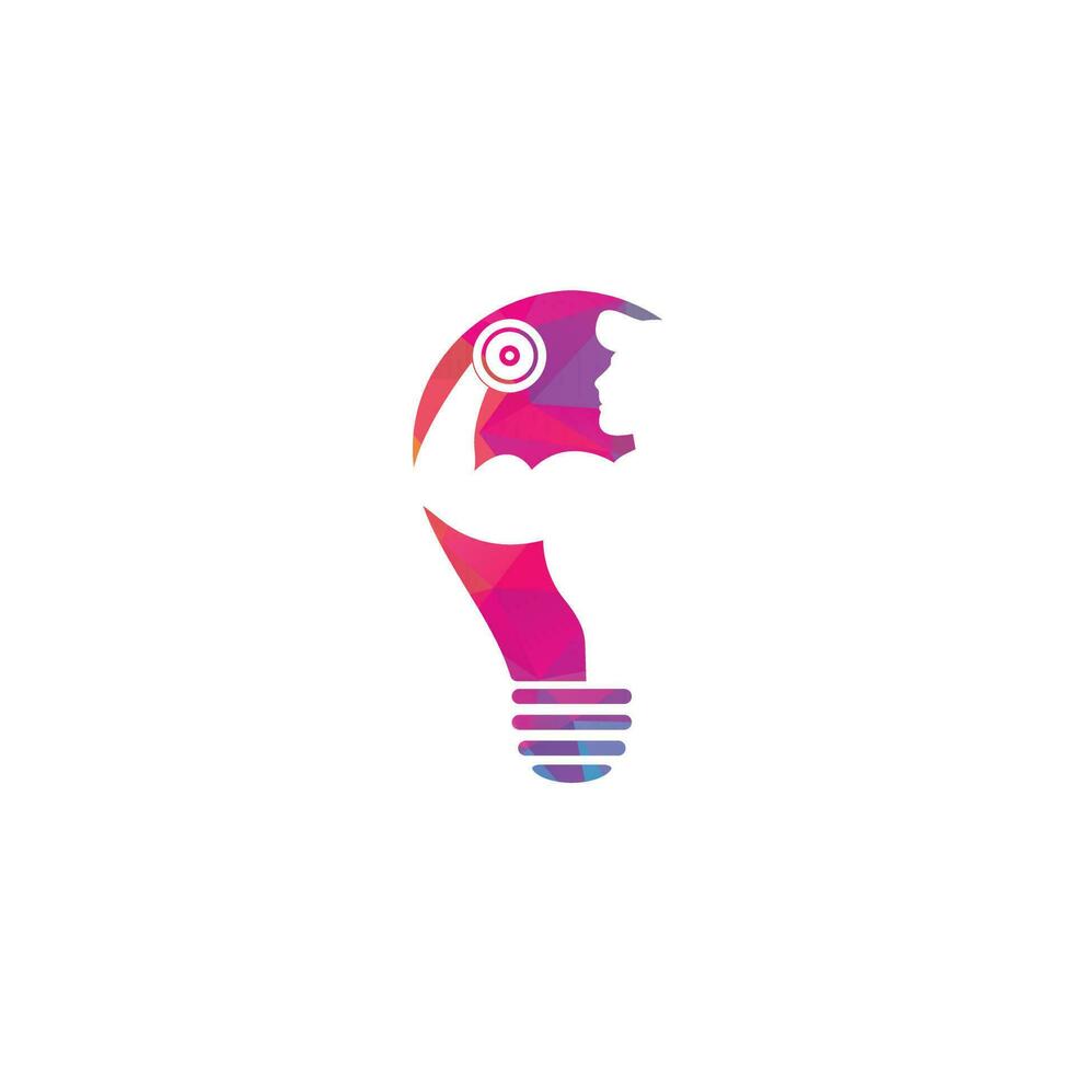 Fitness Gym bulb shape concept logo design. Man of fitness silhouette character vector design template,Fitness logo