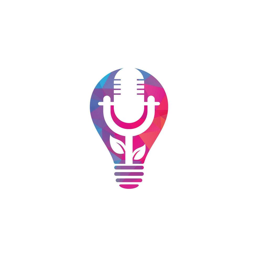 Leaf podcast bulb shape concept logo design template. Nature Podcast Logo Template Vector. Podcast Nature logo. vector