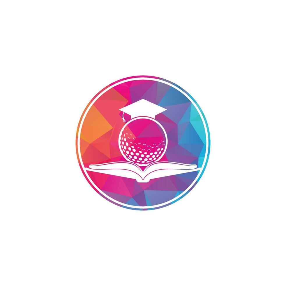 vector de diseño de logotipo de golf de libro de graduación. elemento de diseño de logotipo de icono de libro de golf