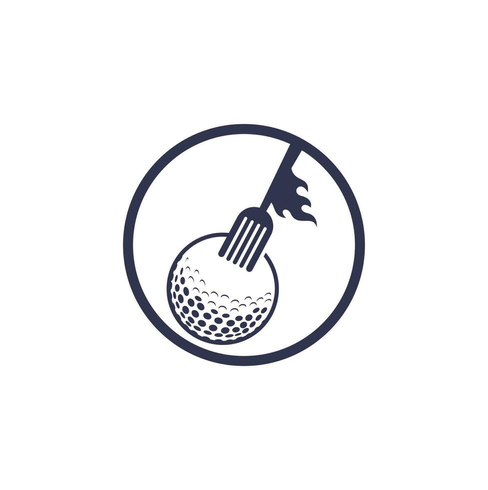 plantilla de diseño de logotipo de golf y tenedor. ilustración creativa de vector de diseño de logotipo de restaurante de golf