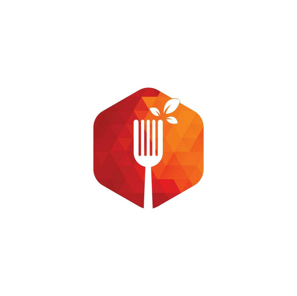 Healthy Food Logo design. Fork and leaf Logo icon. vector