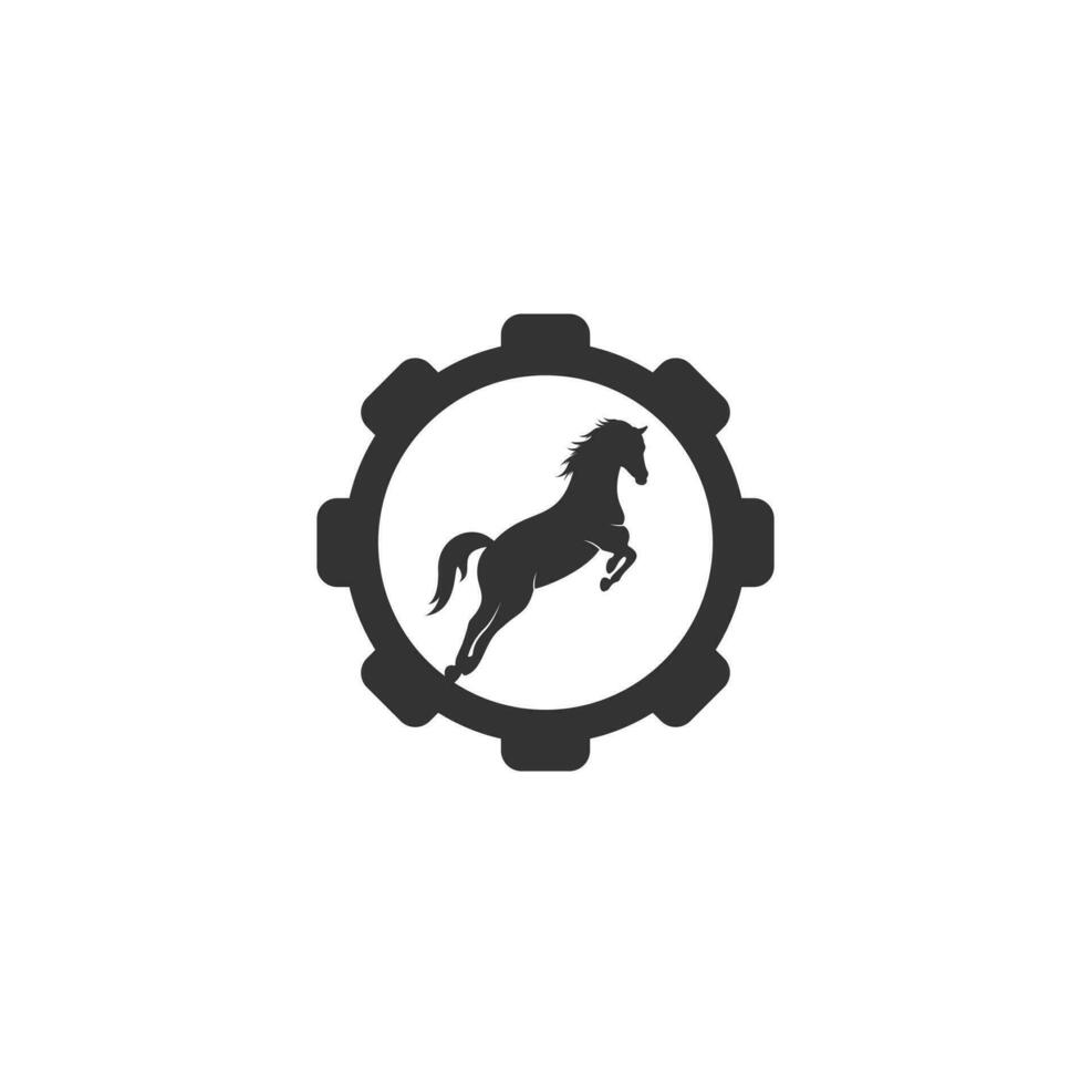 diseño de logotipo vectorial de forma de engranaje de caballo. icono de signo de caballo. vector