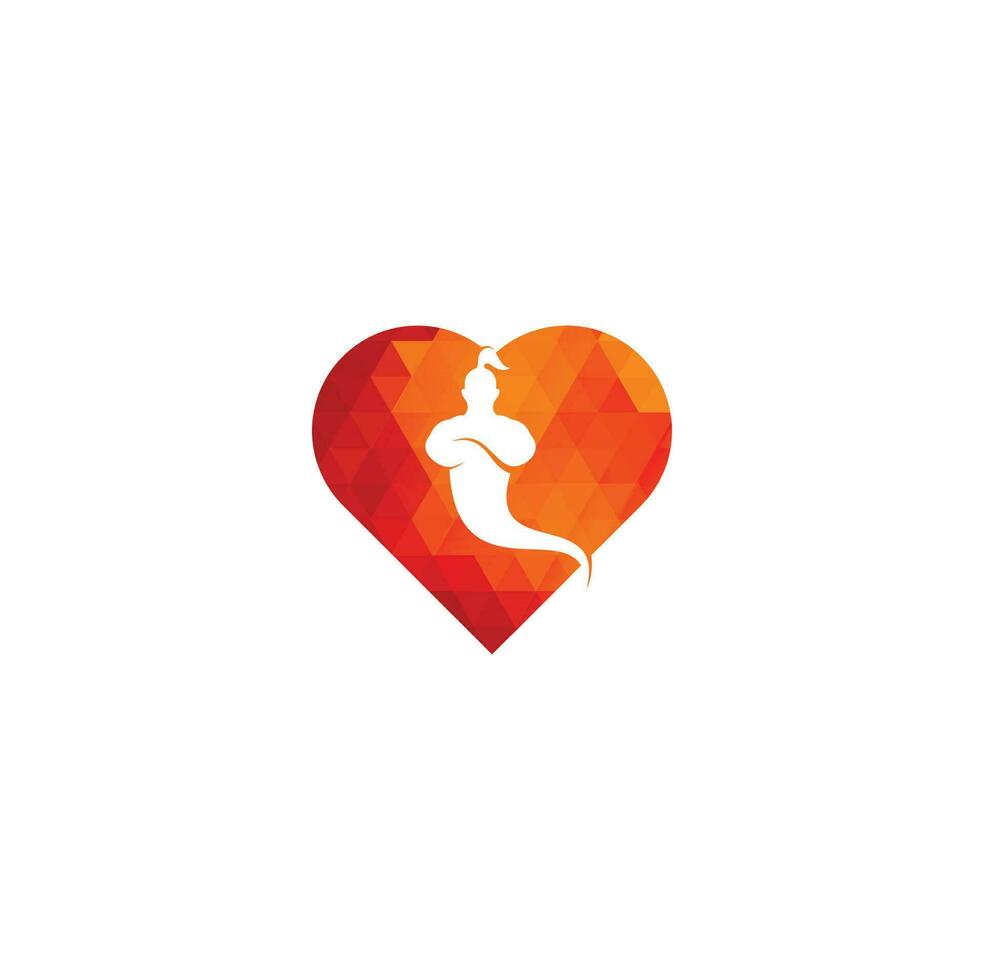 Genie heart shape concept Logo Design. Magic Fantasy genie concept logo. vector