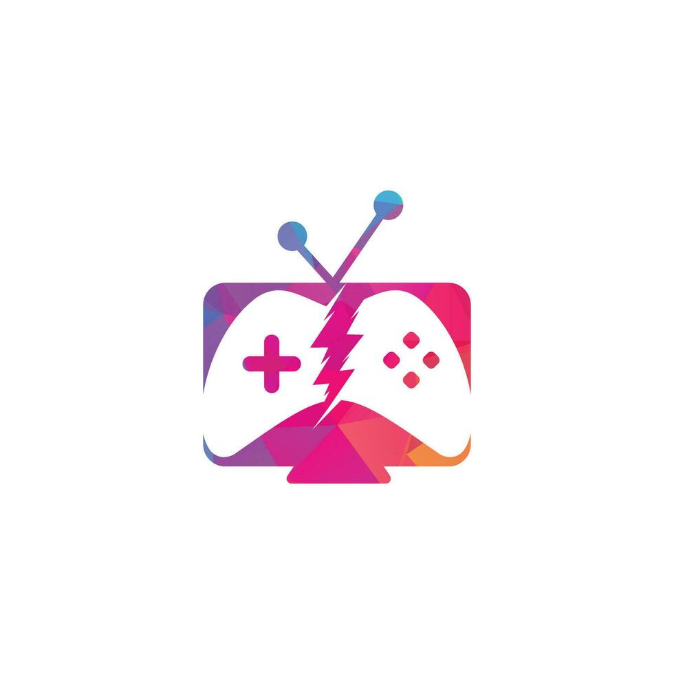 gamepad y tv, icono del juego. diseño de logotipo de juegos y tv vector