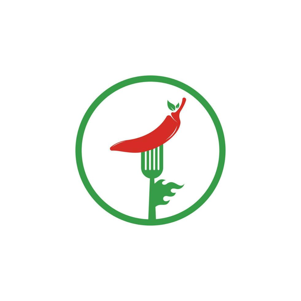 Hot Chili With Fork Logo Design. Chili and fork logo template suitable for spicy food, restaurant menu. vector