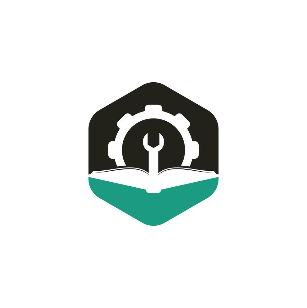 vector de diseño de plantilla de logotipo de libro de reparación. diseño de logotipo de libro y llave inglesa