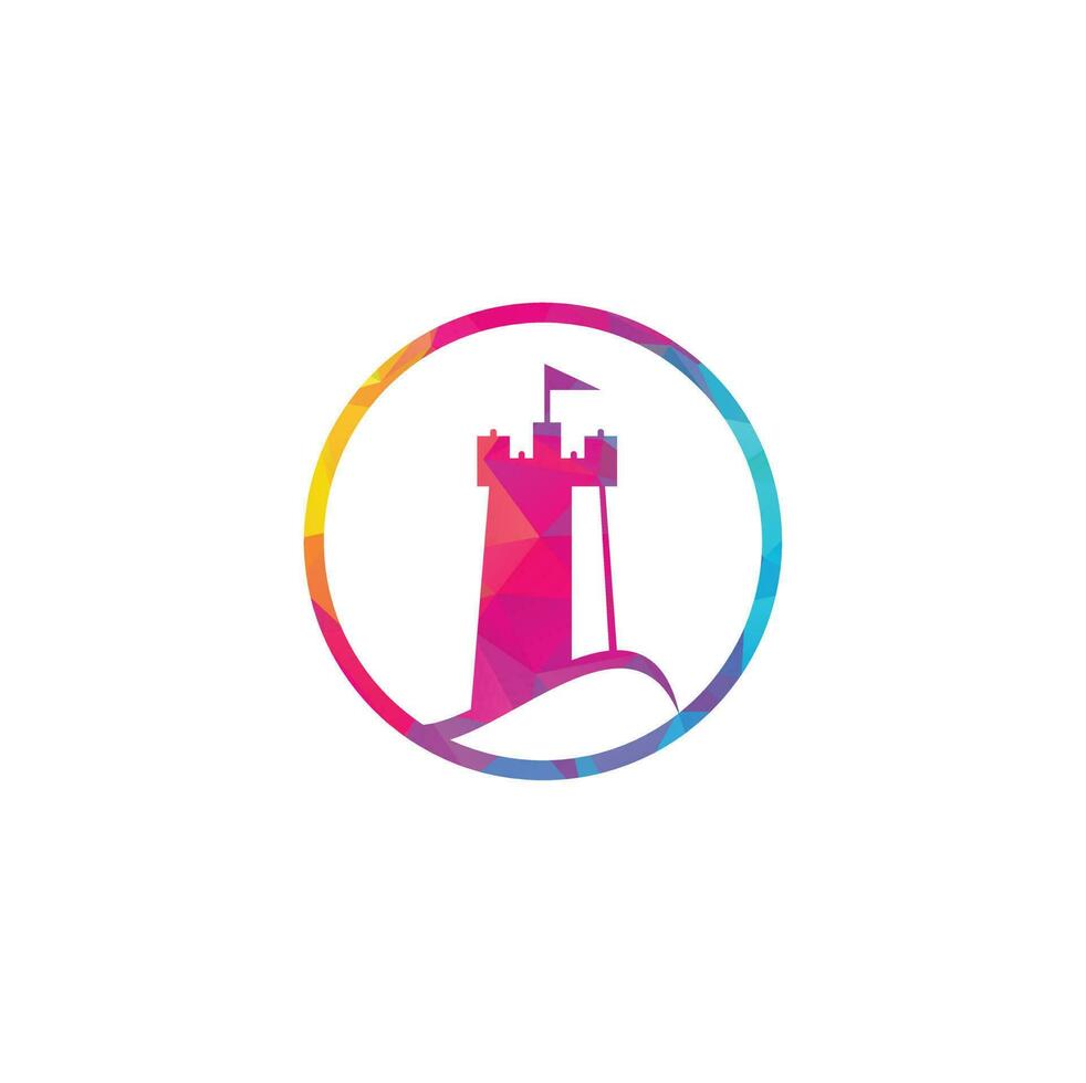 ilustración de icono de vector de logotipo de onda de castillo. logotipo simple de castillo y ola oceánica