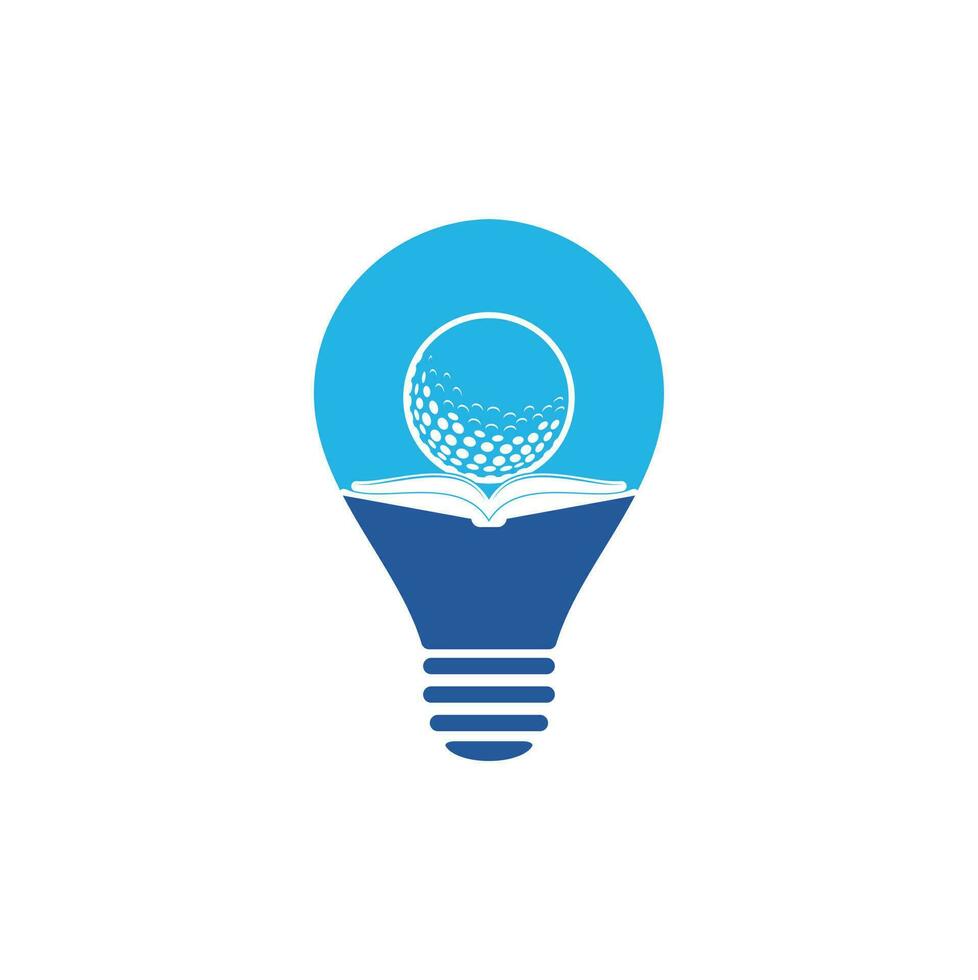 vector de diseño de logotipo de concepto de forma de bulbo de golf de libro. elemento de diseño de logotipo de icono de libro de golf