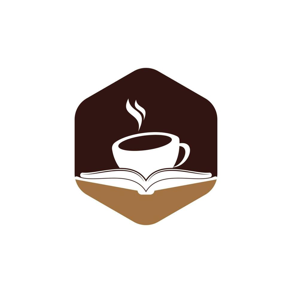 Coffee book vector logo design. Tea Book Store Iconic Logo.