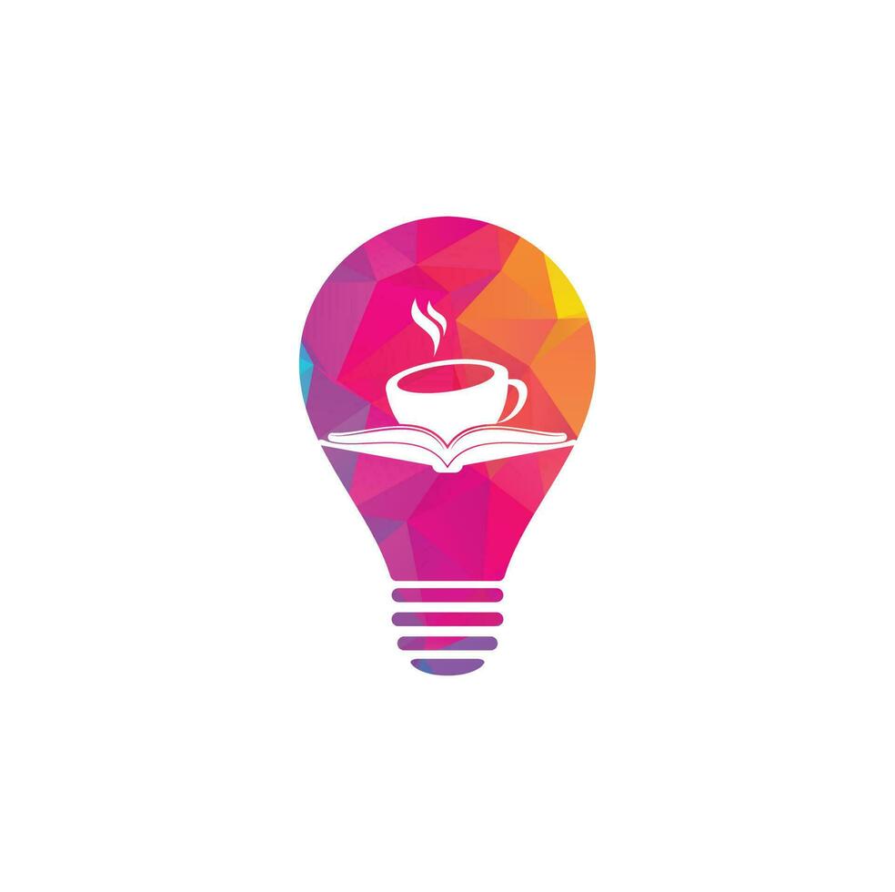 Coffee book bulb shape concept vector logo design. Tea Book Store Iconic Logo.
