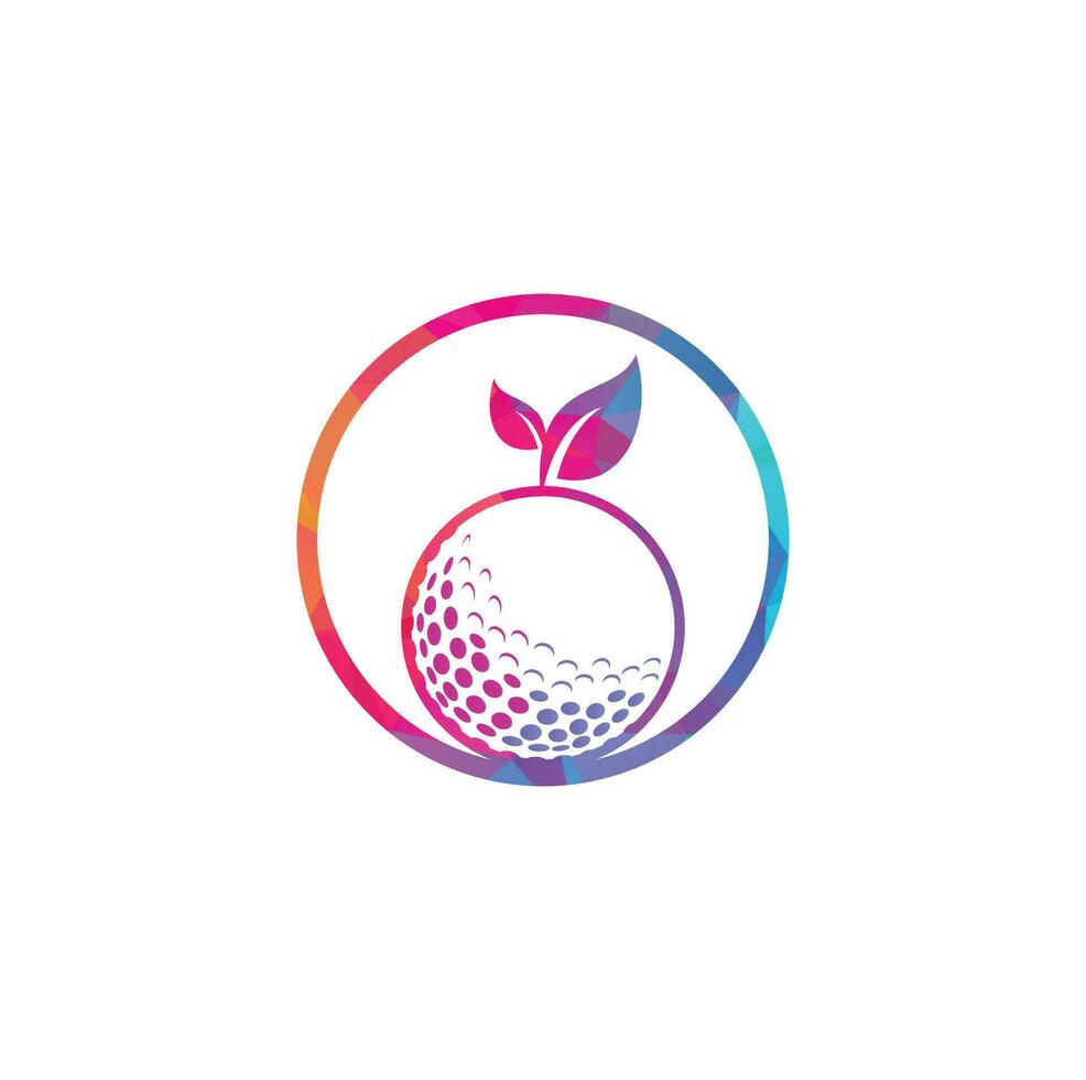 Golf leaves logo template. Golf ball and leaves, golf ball and sport logo vector