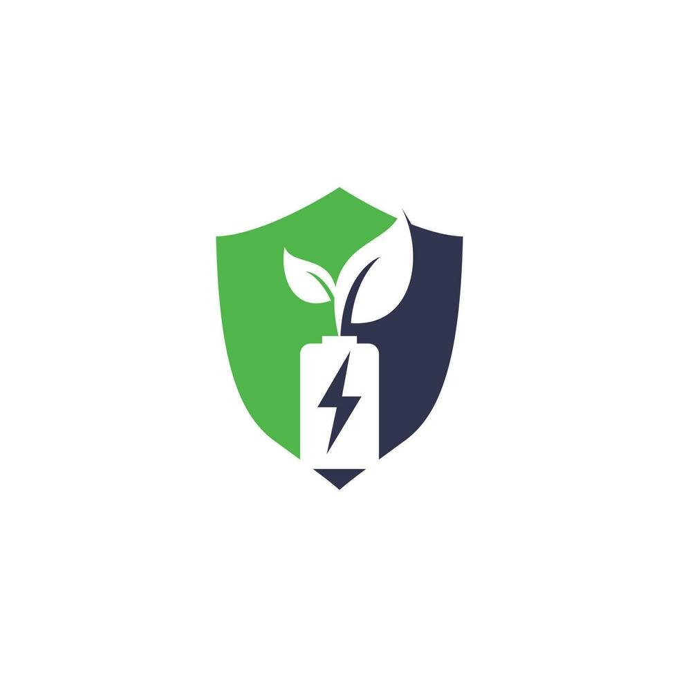 la batería deja el diseño del logotipo vectorial. plantilla de logotipo de elemento de diseño de símbolo de energía natural de icono de batería y hoja vector