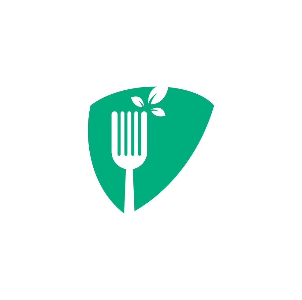 Healthy Food Logo design. Fork and leaf Logo icon. vector