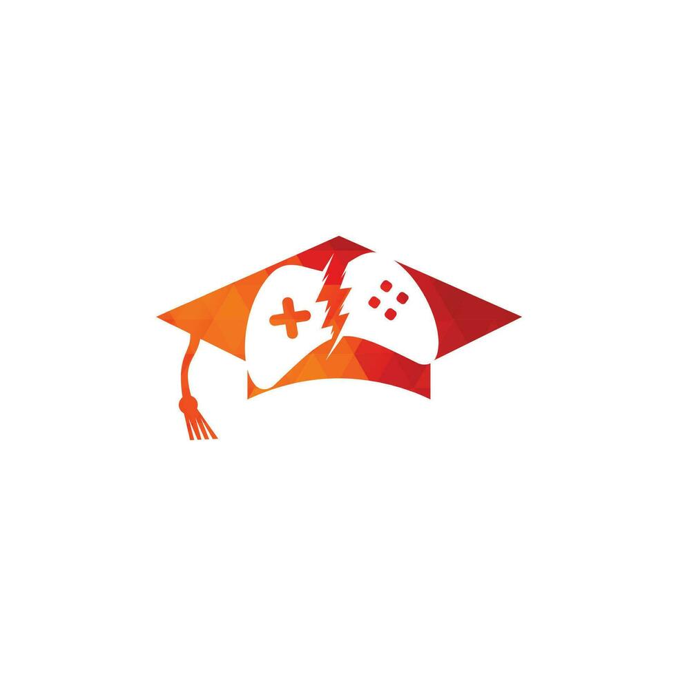 Game Education Logo Design Element. Game and graduation cap logo design. vector