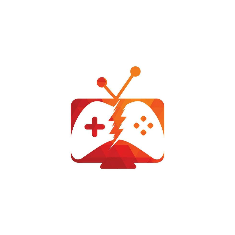 gamepad and tv, play game icon. Game and tv logo design vector