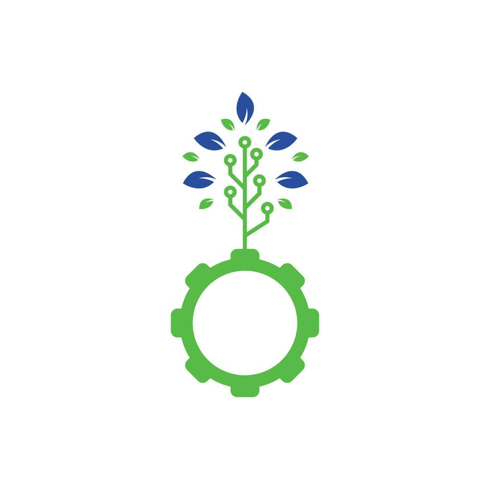 diseño de logotipo de vector de hoja de engranaje. energía ecológica verde, tecnología e industria.