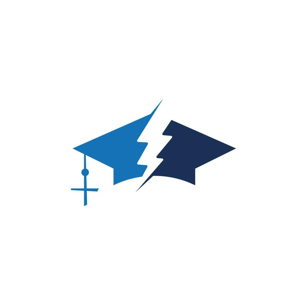 Flash education cap vector logo template. Thunder and hat symbol