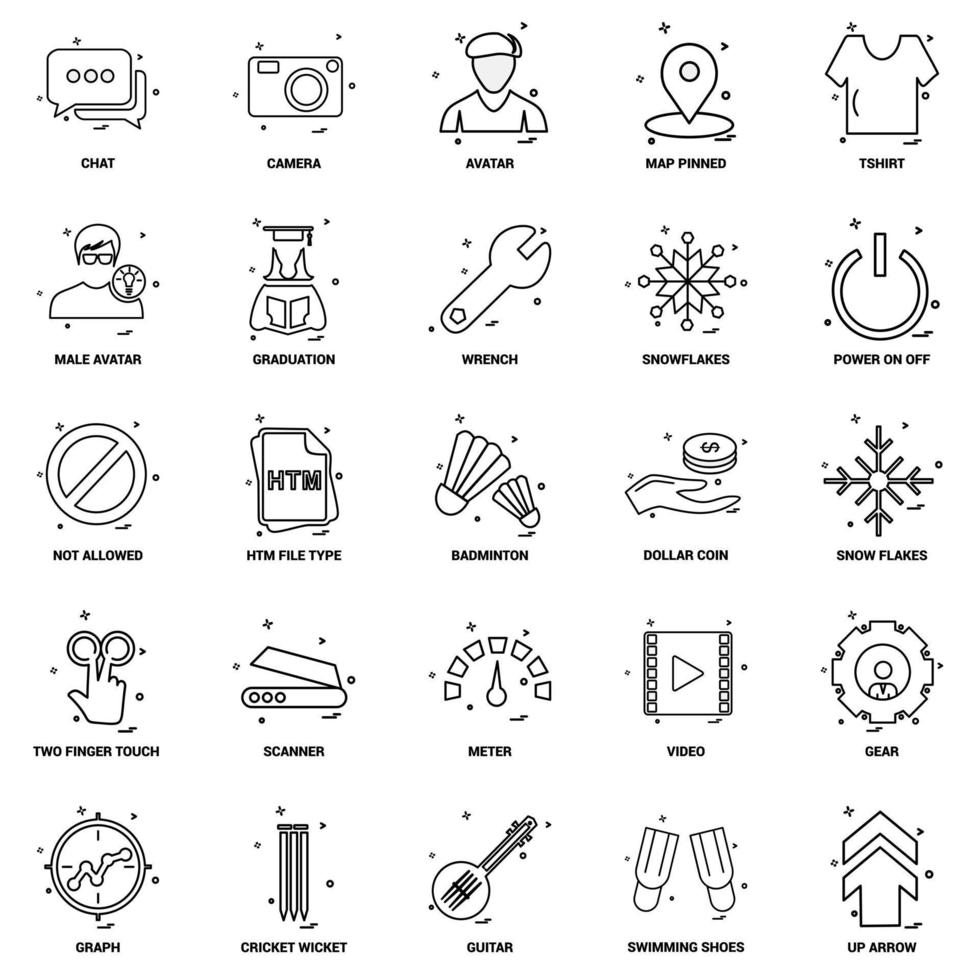 25 conjunto de iconos de línea de mezcla de concepto de negocio vector