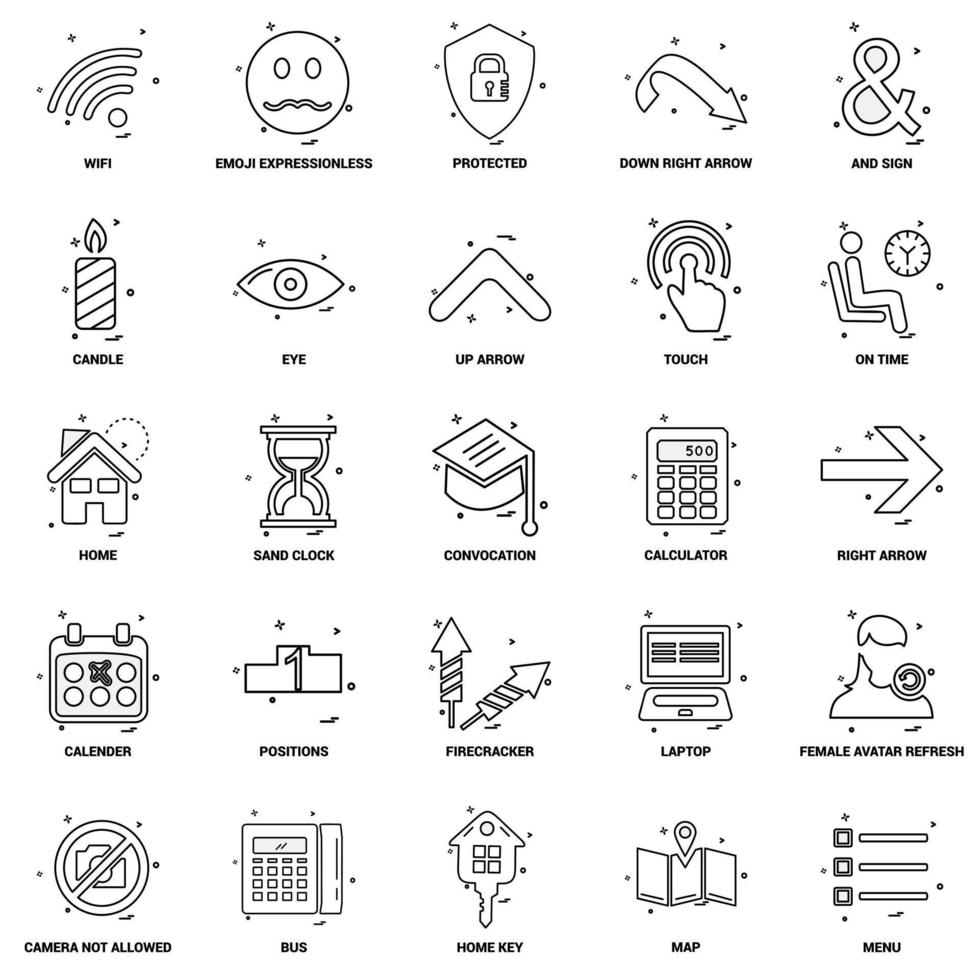 25 Business Concept Mix Line Icon set vector