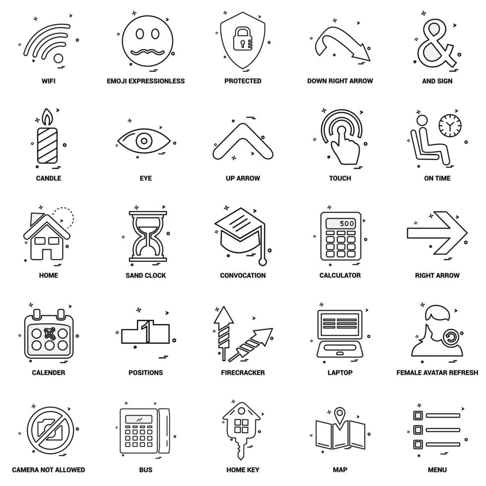 25 conjunto de iconos de línea de mezcla de concepto de negocio vector