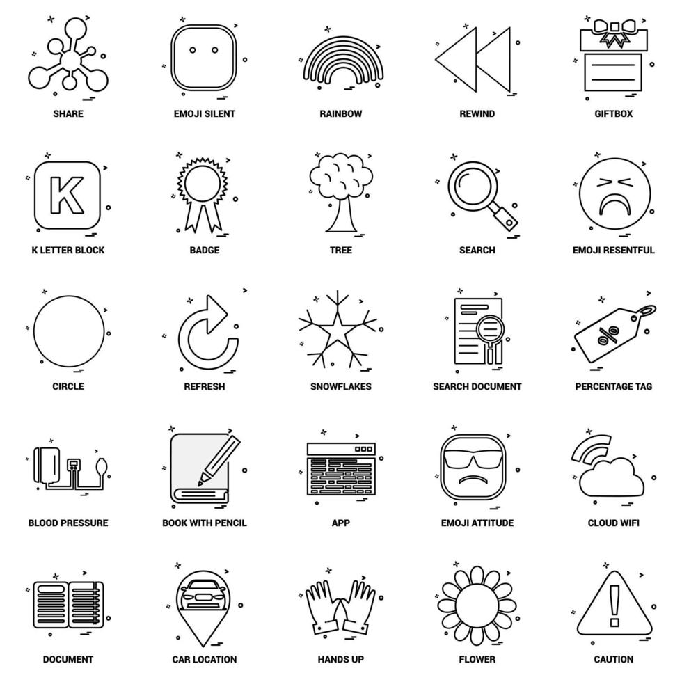 25 Business Concept Mix Line Icon set vector