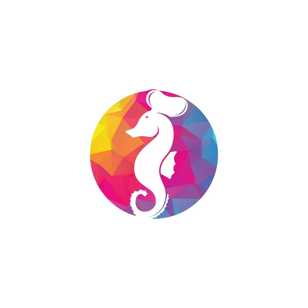 Seafood Logo. Seahorse Chef Knife Fork and Spoon Symbol Illustration. Chef and seahorse logo design template vector